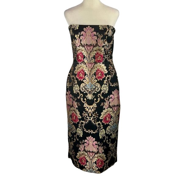 Nicole Miller Dresses & Skirts - Nicole Miller Collection Black Gold Baroque Print Strapless Corset Dress